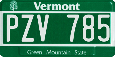 VT license plate PZV785