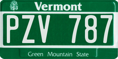 VT license plate PZV787