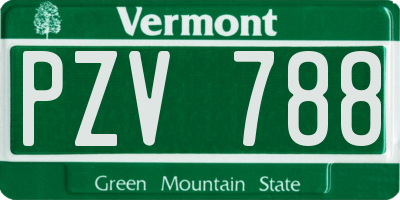 VT license plate PZV788