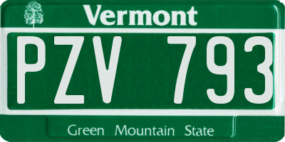 VT license plate PZV793
