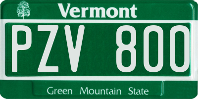 VT license plate PZV800