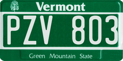 VT license plate PZV803