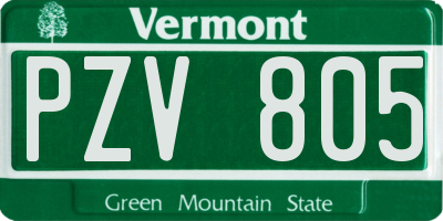 VT license plate PZV805