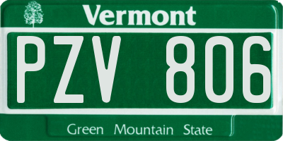VT license plate PZV806