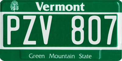 VT license plate PZV807