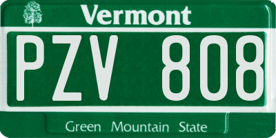 VT license plate PZV808