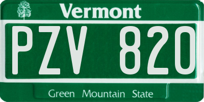 VT license plate PZV820