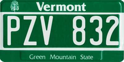 VT license plate PZV832