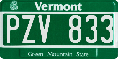 VT license plate PZV833