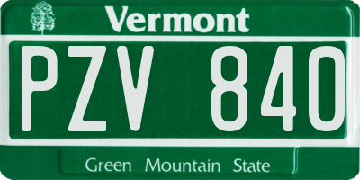 VT license plate PZV840