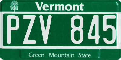 VT license plate PZV845