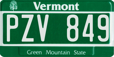 VT license plate PZV849
