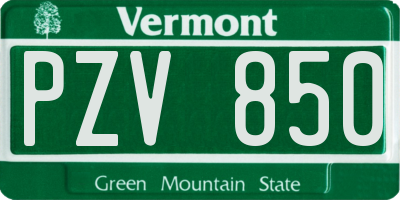 VT license plate PZV850