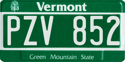 VT license plate PZV852