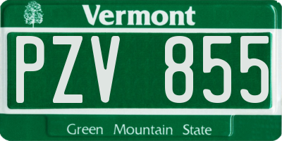 VT license plate PZV855