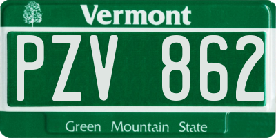 VT license plate PZV862