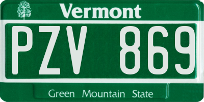 VT license plate PZV869