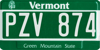 VT license plate PZV874