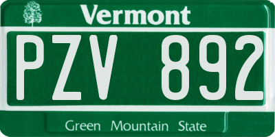 VT license plate PZV892