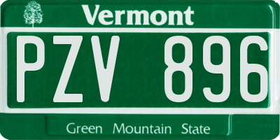 VT license plate PZV896