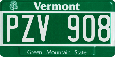 VT license plate PZV908