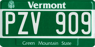 VT license plate PZV909