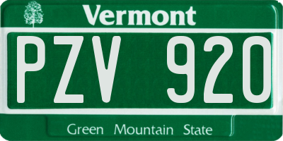 VT license plate PZV920