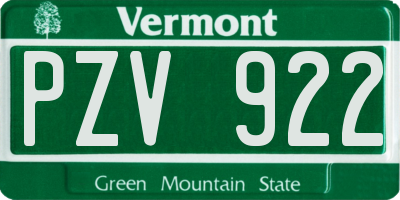 VT license plate PZV922