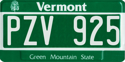 VT license plate PZV925