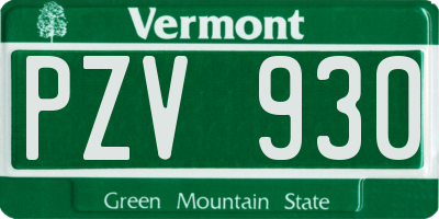 VT license plate PZV930