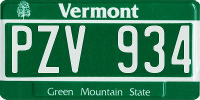 VT license plate PZV934