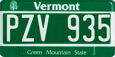 VT license plate PZV935