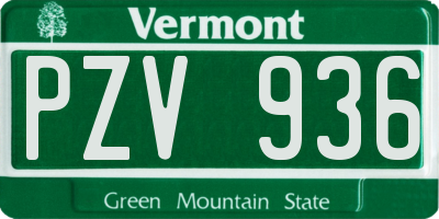 VT license plate PZV936