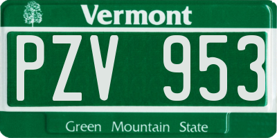 VT license plate PZV953