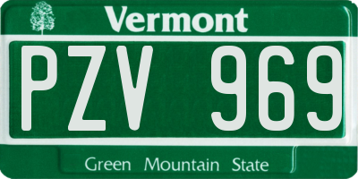 VT license plate PZV969