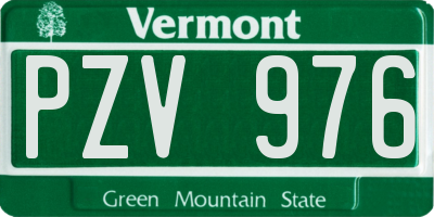 VT license plate PZV976