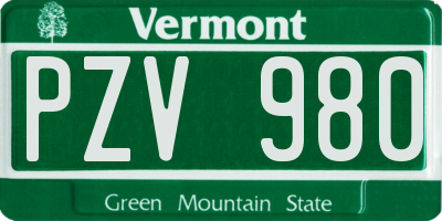 VT license plate PZV980
