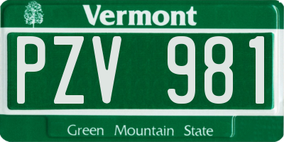 VT license plate PZV981