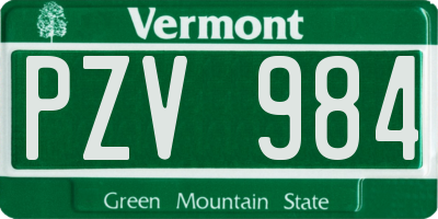 VT license plate PZV984
