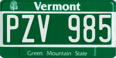 VT license plate PZV985