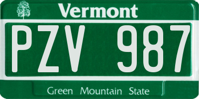 VT license plate PZV987