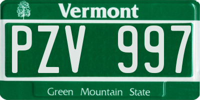 VT license plate PZV997