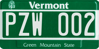 VT license plate PZW002