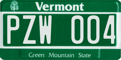 VT license plate PZW004