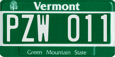 VT license plate PZW011