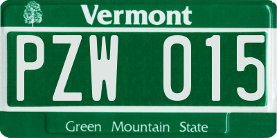 VT license plate PZW015