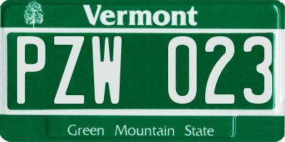 VT license plate PZW023