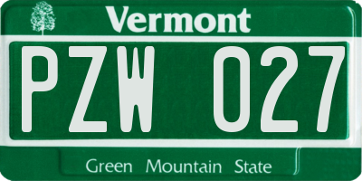 VT license plate PZW027