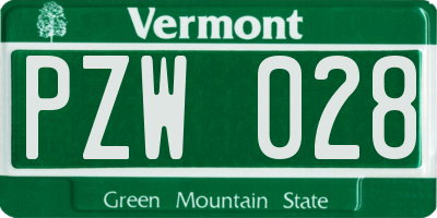 VT license plate PZW028