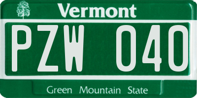 VT license plate PZW040